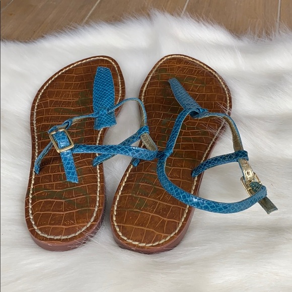 Blue Snakeskin 🐍 Sam Edelman Sandals Sz 8.5 - Picture 6 of 7